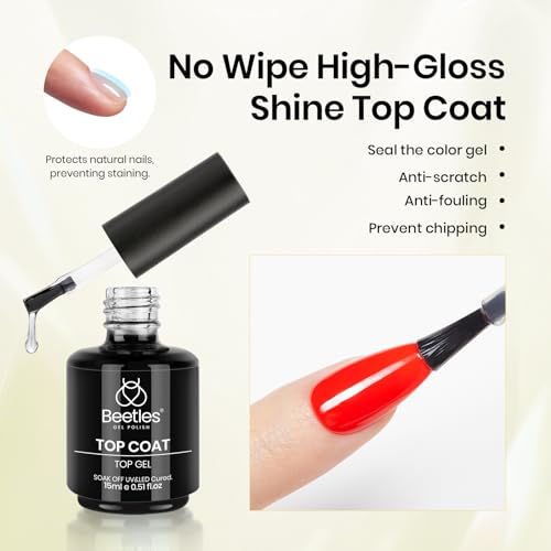 Beetles Gel Nail Polish Top & Base Coat with Cuticle Oil Set