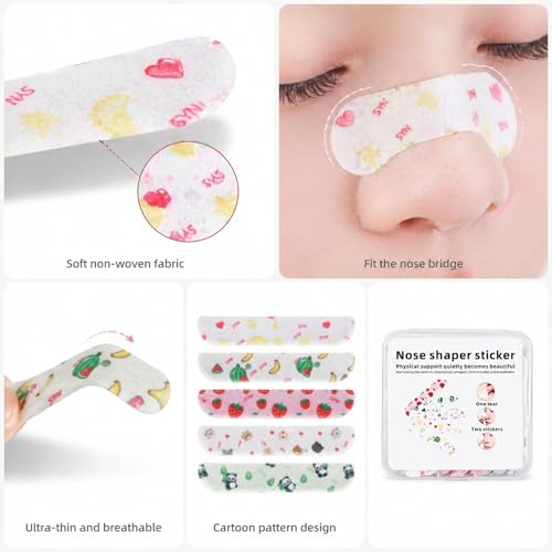 She's hui 50 Pcs Nose Shaper Stickers - Breathable, Skin-Friendly, Pain-Free Nose Slimmer & Lift Devices