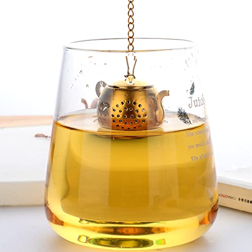 3 Pack Stainless Steel Tea Infusers - Rainbow Gold Teapot Design