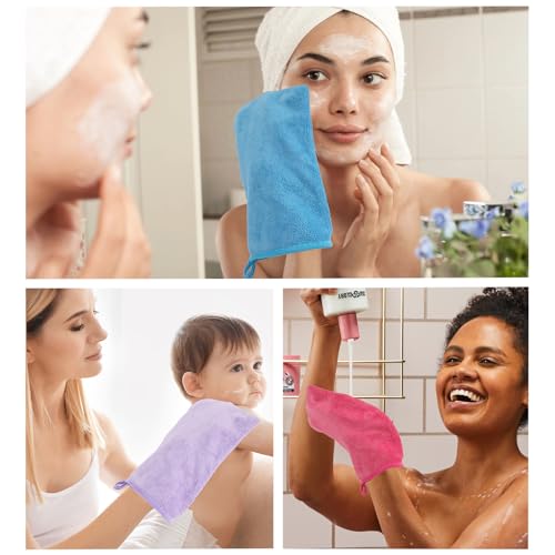 PHOGARY 10-Pack Microfiber Bath Mitts - Reusable European Style Washcloths, 6x8 Inches, Colorful & Soft for Sensitive Skin