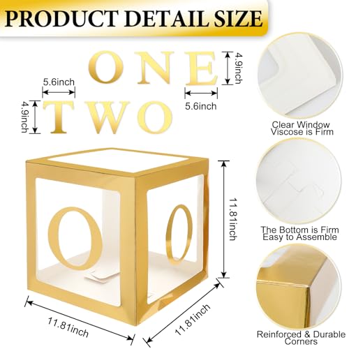 Gold First Birthday Balloon Box Set – 3 Pcs ONE Decorations