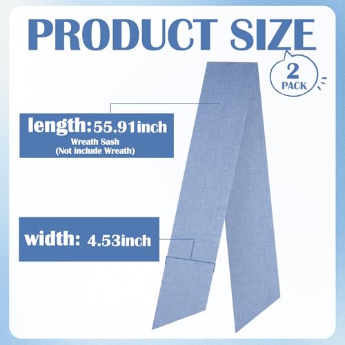 Rustic Blue Wreath Sash - 60 Inch Linen Decor for Front Door