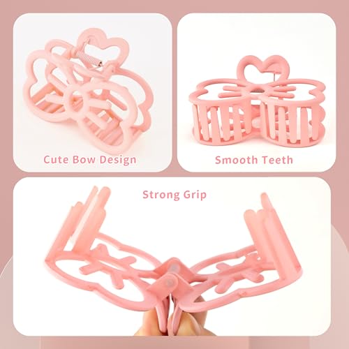 Kawaii Cat Bow Claw Clips - 2 Pcs Pink & Cream Hair Accessories