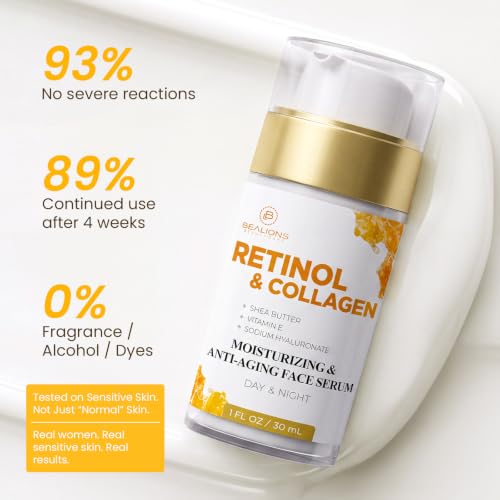 Bealions Retinol Serum for Face 1 Fl Oz Anti-Aging & Brightening Skin Care