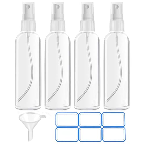 4 Pack 4 Oz Refillable Fine Mist Spray Bottles - Eco-Friendly