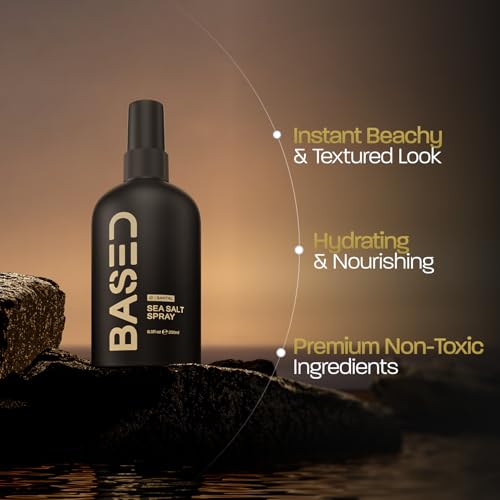 BASED Sea Salt Spray, Natural Finish Sea Salt Spray for Hair, Volume & Texture, Infused with Kelp & Vitamin B5, Light & Non-Greasy, Paraben Free, No Drying Alcohols, 8.5 oz (Pack of 1)