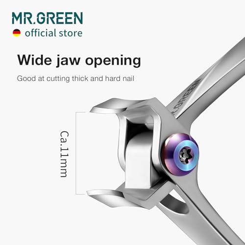 MR.GREEN Stainless Steel Nail Clipper & Nail File Set - Wide Jaw Opening for Thick Nails