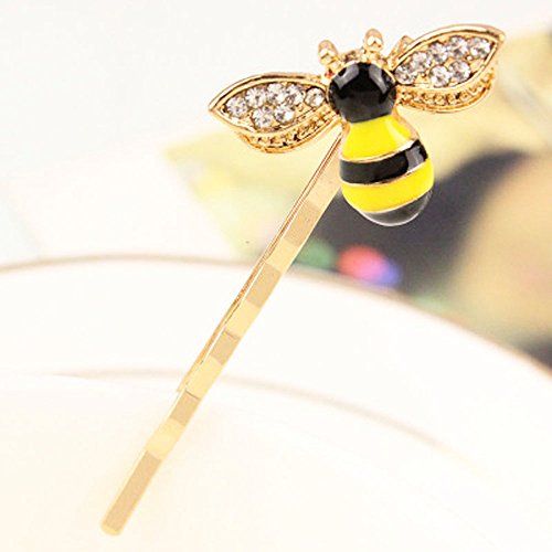 Yueton Pack of 4 Bee Hair Pins Crystal Hair Clip for Side Bangs