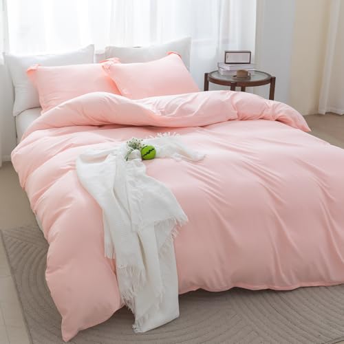 SheRest Pink Duvet Cover Set - Full Size Microfiber 3 Pieces