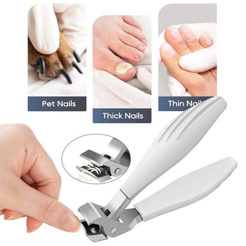 White Mornihima Heavy-Duty Nail Clippers 5-Piece Set for Thick Toenails & Fingernails