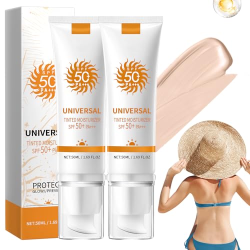 Rednow Tinted Face Sunscreen SPF 50 - Hydrating Daily Moisturizer, 2 Pack