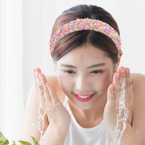 Wide Candy Headbands for Women Girls - Padded Donut & Rainbow Hair Accessories