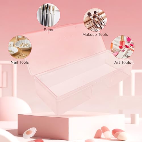 Hozziii 6-Pack Pink Nail Tech Storage Cases with Labels – Manicure Tool Organizer