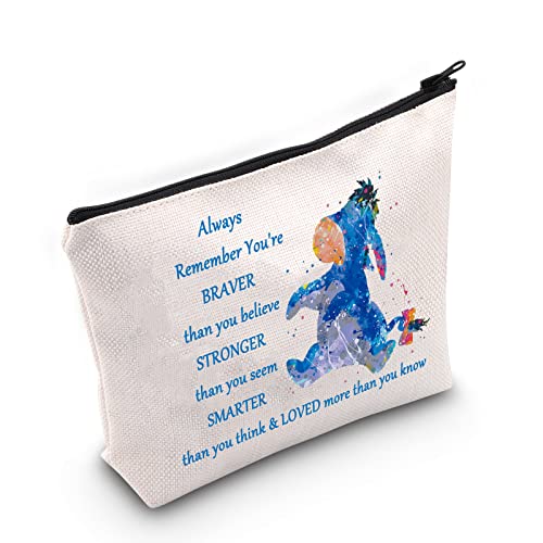 Cartoon Cosmetic Makeup Bag - Inspirational Quote Zipper Pouch for Women