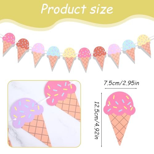 Ice Cream Banner Set - 4 Colorful Birthday Party Decorations