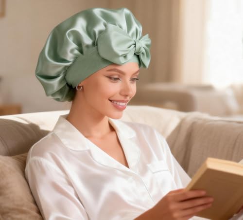 Women's Silk Satin Sleep Bonnet - Soft Adjustable Hair Wrap for Women