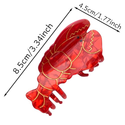Lobster Shape Hair Claws for Medium Thick Hair - Red Clips