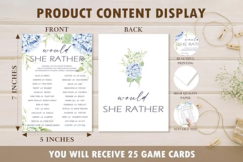 25 Blue Floral Bridal Shower Game Cards - Party Favors & Supplies