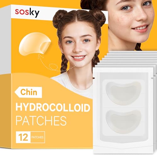 Sosky Large Chin Pimple Patches 12 Count Hydrocolloid Acne Spot Cover for Breakouts