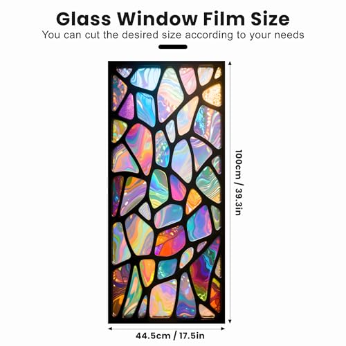 Stained Glass Window Privacy Film - Non-Adhesive Mosaic Design