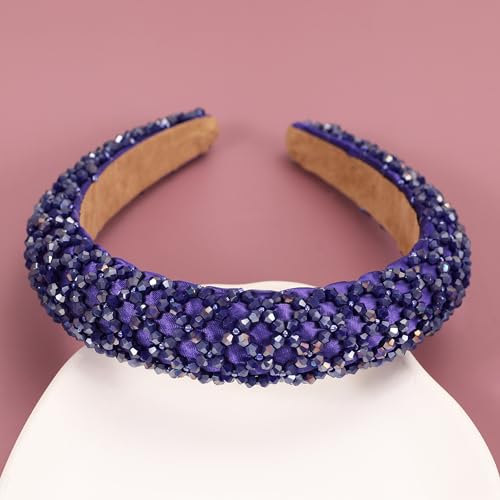 Beaded Rhinestone Padded Headband for Women - Sparkle Crystal Hair Accessory