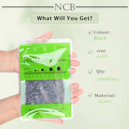 Hotfix Black Rhinestones SS10 - 14400pcs for DIY Crafts