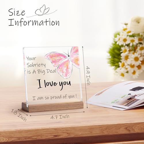 Inspirational Sobriety Gift Plaque for 1 Year Recovery - 4.7" x 4.7"
