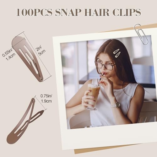 100 Pcs No-Slip Metal Snap Hair Clips for Women & Girls - Matte Colors
