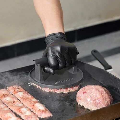 onlyfire 6 Inch Heavy-Duty Cast Iron Grill Press for Perfect Burgers & Steaks