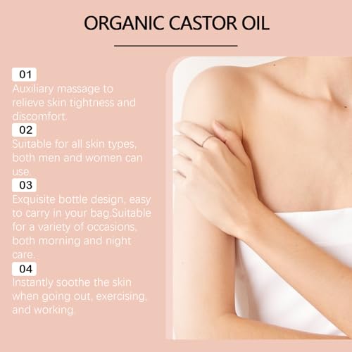 Organic Castor Oil with Rose Quartz Roller Ball 1.7oz - Multi-Use Skin & Hair Treatment