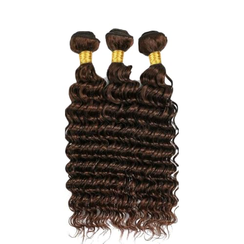 Xddnamei 300g Virgin Human Hair Bundles #4 Chocolate D Deep Wave - 10, 12, 14 Inch
