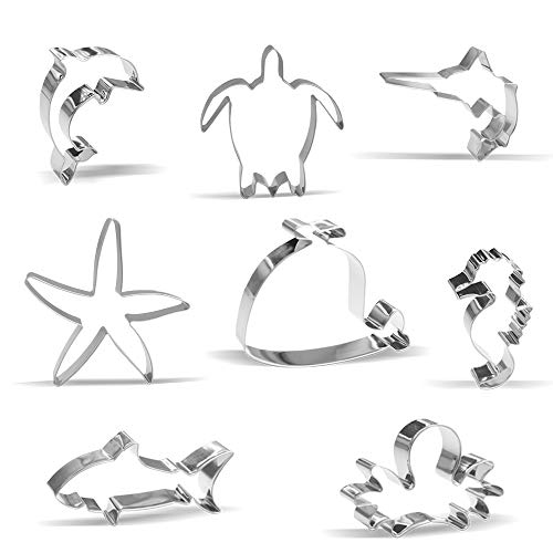 Stainless Steel Sea Creatures Cookie Cutters Set - 8 Pieces