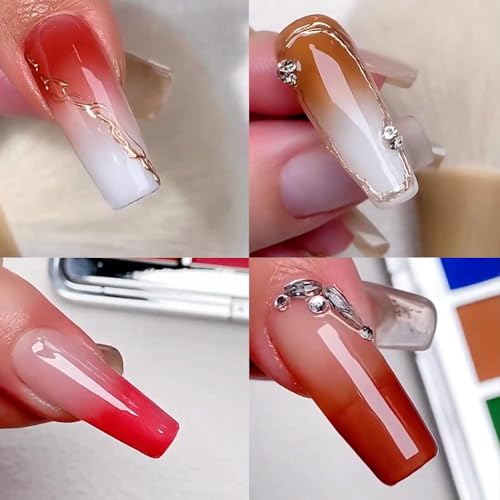MOEPAK 16-Color Solid Nail Pigment Palette for Ombre Nail Art DIY - Variation B