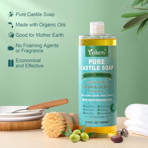 Yoken Unscented Pure Castile Liquid Soap 33.8 Oz - EWG Verified