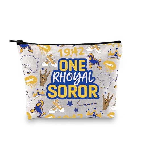 One Rhoyal Sorority Sister Makeup Bag - Blue & Gold Zipper Pouch