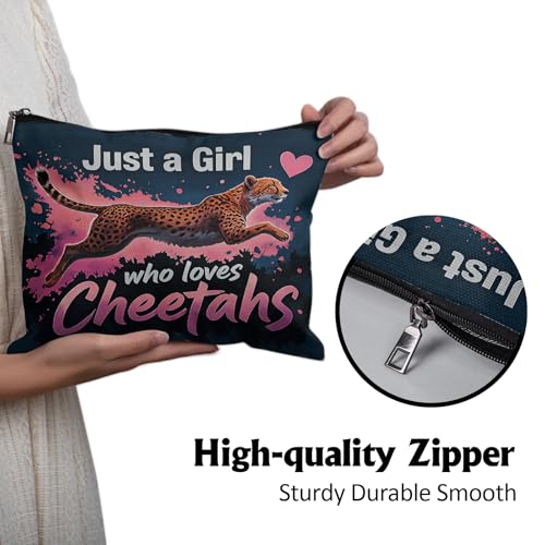 Just a Girl Who Loves Cheetahs Makeup Bag - Large Travel Organizer 10x8 inch
