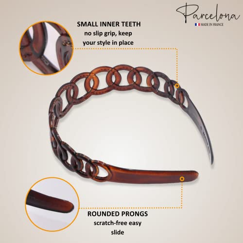 Parcelona French Tortoise Shell Wide Hair Headband, Cellulose Acetate