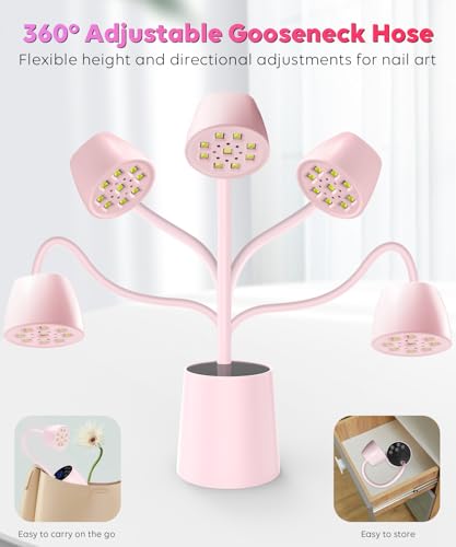 Auduto Dark Pink 2-in-1 UV LED Nail Lamp - 27W Cordless Quick Dryer