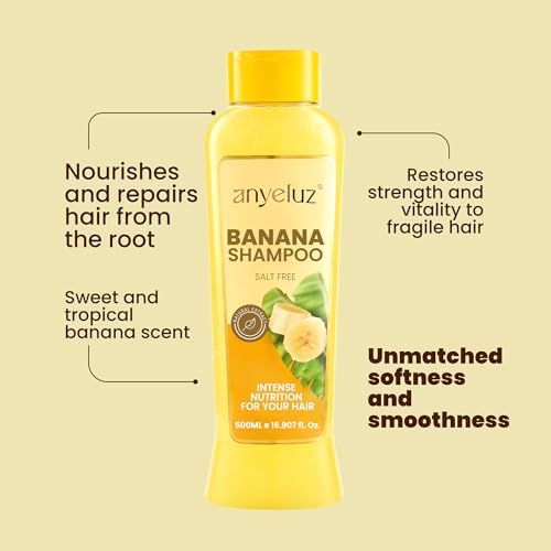 ANYELUZ Banana Shampoo for Dry Hair with Biotin & Keratin, 16.9 Fl Oz