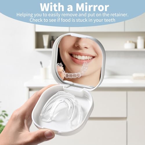 Portable Retainer Case with Mirror & Ventilation Holes - Colorful Design