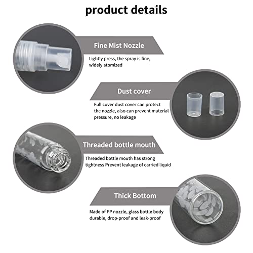 Kesell 50 Pack 5ml Glass Spray Bottles - Gray Floral Print