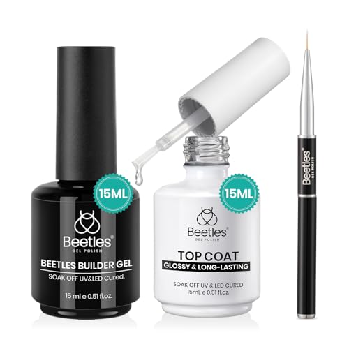 Beetles 7-in-1 Builder Gel & Glossy Top Coat Set with Nail Brush