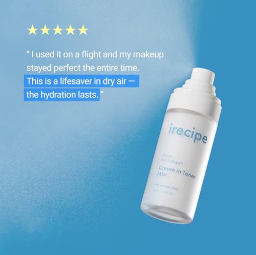 IRECIPE Aqua Phytoplex Cream in Toner Mist Variation 1 – Milky Face Spray with Hyaluronic Acid, Korean Vegan Skincare, 2.03 oz