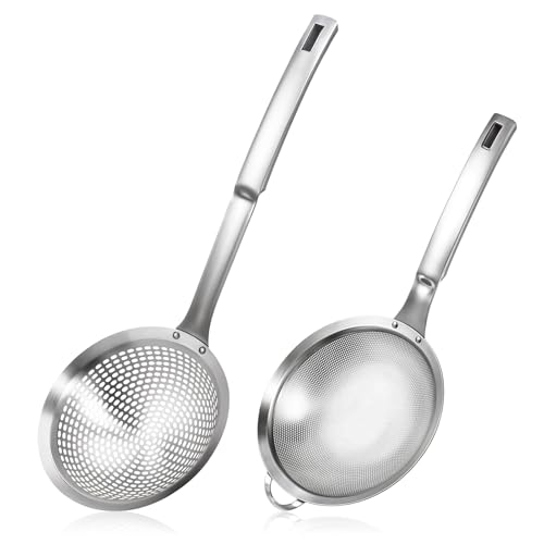 KALIONE Stainless Steel Colander & Fine Mesh Strainer Set