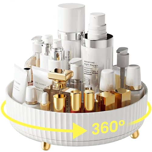 A-LuGei 11-Inch White Perfume & Makeup Organizer with Lazy Susan Rotation