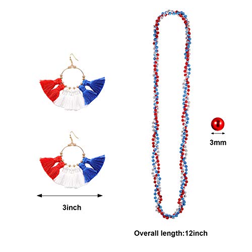 4th of July Accessories Set for Women - Patriotic Headband Necklace Earrings Bundle