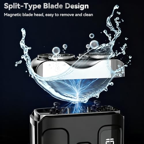 Mini Electric Shaver for Men - Waterproof Rotary Razor with LED Display