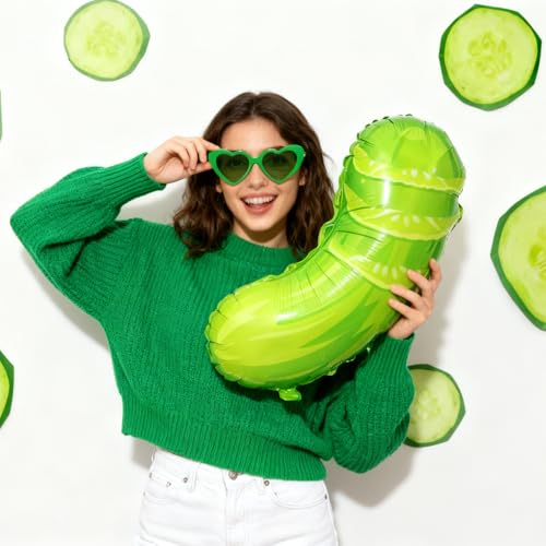 Pink Bow & Pickle Balloons Set - Kind of a Big Dill Party Decor