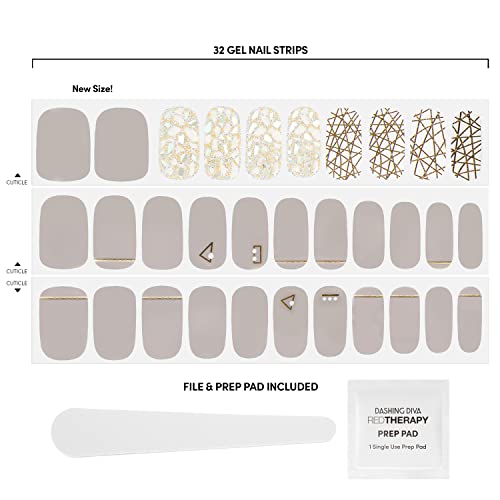 Dashing Diva Gloss Gel Nail Wraps - All Lined Up, 32 Piece Set