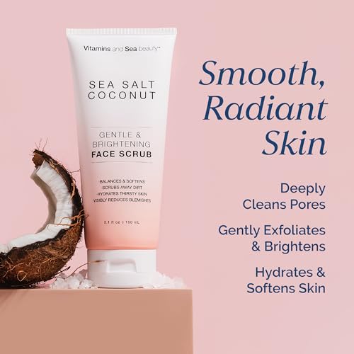 Gentle Sea Salt & Coconut Face Scrub - Exfoliating Cleanser for All Skin Types - 5.1 fl oz